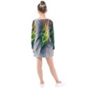 Fractal Art Paint Pattern Texture Kids  Long Sleeve Dress View2