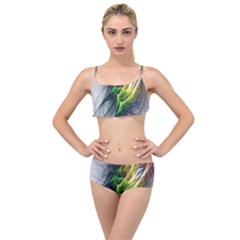 Fractal Art Paint Pattern Texture Layered Top Bikini Set by Sudhe