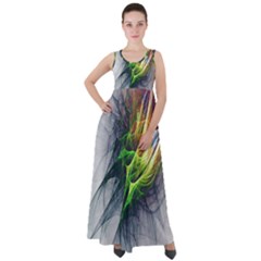 Fractal Art Paint Pattern Texture Empire Waist Velour Maxi Dress