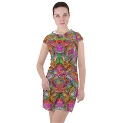 Background Psychedelic Colorful Drawstring Hooded Dress by Sudhe