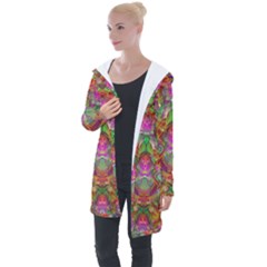 Background Psychedelic Colorful Longline Hooded Cardigan by Sudhe