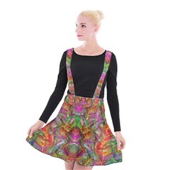 Background Psychedelic Colorful Suspender Skater Skirt by Sudhe