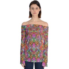 Background Psychedelic Colorful Off Shoulder Long Sleeve Top