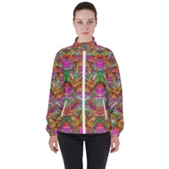 Background Psychedelic Colorful High Neck Windbreaker (women)