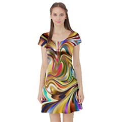 Wallpaper Psychedelic Background Short Sleeve Skater Dress by Sudhe