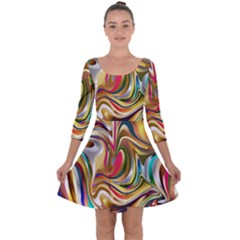 Wallpaper Psychedelic Background Quarter Sleeve Skater Dress by Sudhe