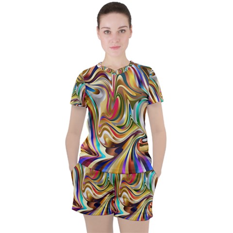 Wallpaper Psychedelic Background Women s Tee And Shorts Set by Sudhe