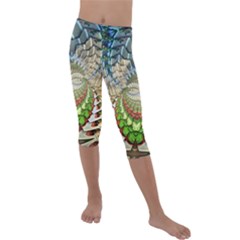 Abstract Fractal Magical Kids  Lightweight Velour Capri Leggings 