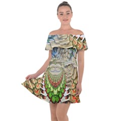 Abstract Fractal Magical Off Shoulder Velour Dress