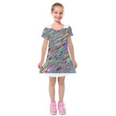 Waves Background Wallpaper Stripes Kids  Short Sleeve Velvet Dress