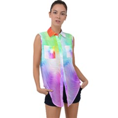 Psychedelic Background Wallpaper Sleeveless Chiffon Button Shirt