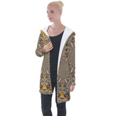 Abstract Digital Geometric Pattern Longline Hooded Cardigan