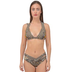 Abstract Digital Geometric Pattern Double Strap Halter Bikini Set by Sudhe