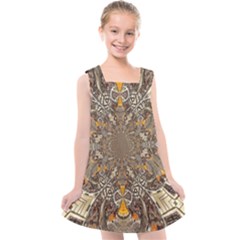 Abstract Digital Geometric Pattern Kids  Cross Back Dress by Sudhe