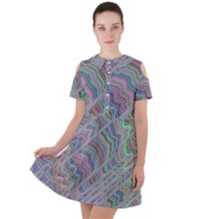 Psychedelic Background Short Sleeve Shoulder Cut Out Dress 