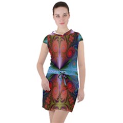 Fractal Background Design Drawstring Hooded Dress