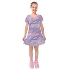 Purple Background Abstract Pattern Kids  Short Sleeve Velvet Dress