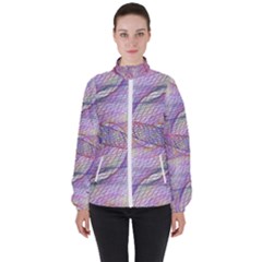 Purple Background Abstract Pattern High Neck Windbreaker (women)