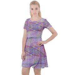 Purple Background Abstract Pattern Cap Sleeve Velour Dress  by Sudhe