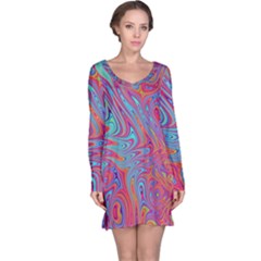 Fractal Bright Fantasy Design Long Sleeve Nightdress by Sudhe