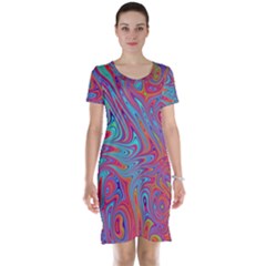 Fractal Bright Fantasy Design Short Sleeve Nightdress by Sudhe