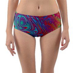 Fractal Bright Fantasy Design Reversible Mid-waist Bikini Bottoms by Sudhe