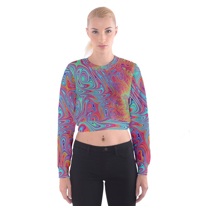 Fractal Bright Fantasy Design Cropped Sweatshirt