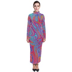 Fractal Bright Fantasy Design Turtleneck Maxi Dress by Sudhe