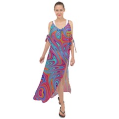 Fractal Bright Fantasy Design Maxi Chiffon Cover Up Dress by Sudhe