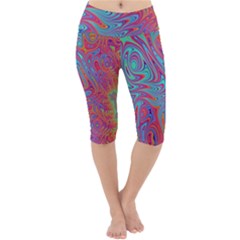 Fractal Bright Fantasy Design Lightweight Velour Cropped Yoga Leggings by Sudhe