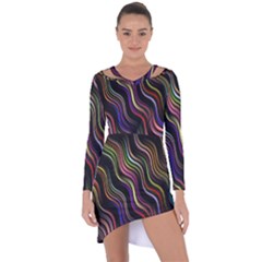 Psychedelic Background Wallpaper Asymmetric Cut-out Shift Dress