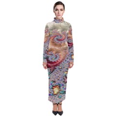 Fractal Artwork Design Pattern Turtleneck Maxi Dress by Sudhe