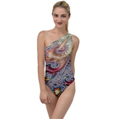 Fractal Artwork Design Pattern To One Side Swimsuit