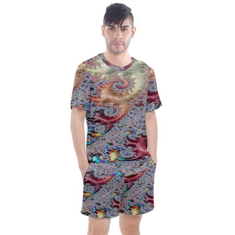 Fractal Artwork Design Pattern Men s Mesh Tee And Shorts Set by Sudhe