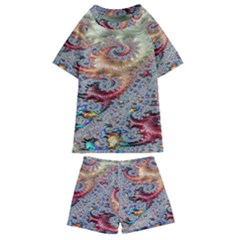 Fractal Artwork Design Pattern Kids  Swim Tee And Shorts Set