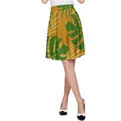 Leaf Leaves Nature Green Autumn A-line Skirt