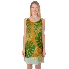 Leaf Leaves Nature Green Autumn Sleeveless Satin Nightdress