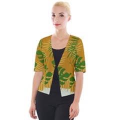 Leaf Leaves Nature Green Autumn Cropped Button Cardigan