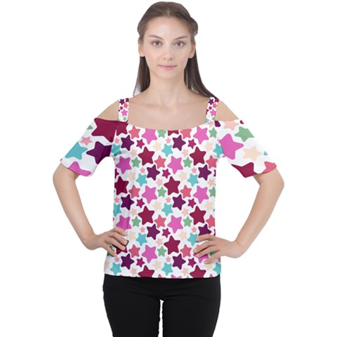 Stars Pattern Cutout Shoulder Tee by Sudhe