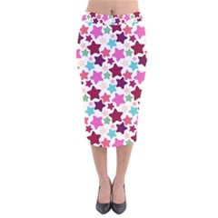 Stars Pattern Velvet Midi Pencil Skirt by Sudhe