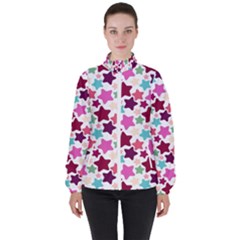 Stars Pattern High Neck Windbreaker (women)