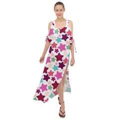 Stars Pattern Maxi Chiffon Cover Up Dress