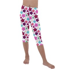 Stars Pattern Kids  Lightweight Velour Capri Leggings 