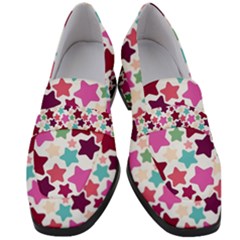 Stars Pattern Women s Chunky Heel Loafers