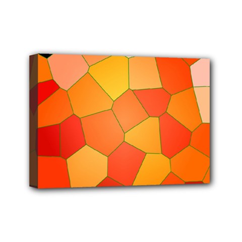 Background Pattern Of Orange Mosaic Mini Canvas 7  X 5  (stretched) by Sudhe