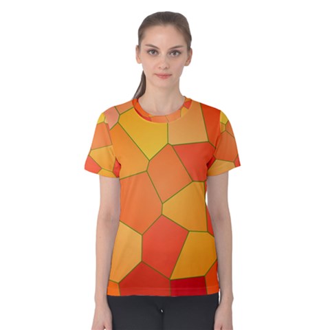 Background Pattern Of Orange Mosaic Women s Cotton Tee by Sudhe