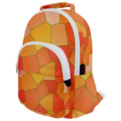 Background Pattern Of Orange Mosaic Rounded Multi Pocket Backpack