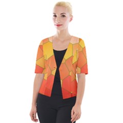 Background Pattern Of Orange Mosaic Cropped Button Cardigan