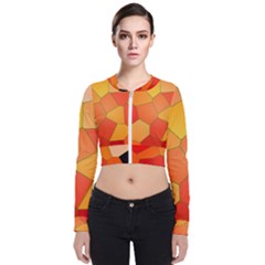 Background Pattern Of Orange Mosaic Long Sleeve Zip Up Bomber Jacket