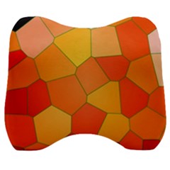 Background Pattern Of Orange Mosaic Velour Head Support Cushion